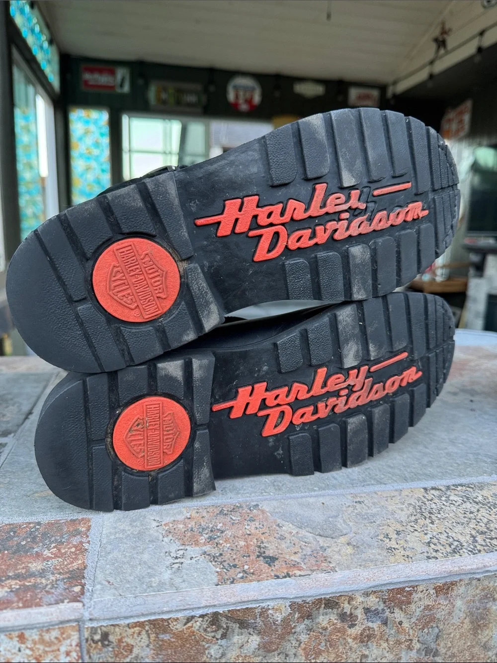 Harley-Davidson Black Leather Harness Zip Motorcycle Boots